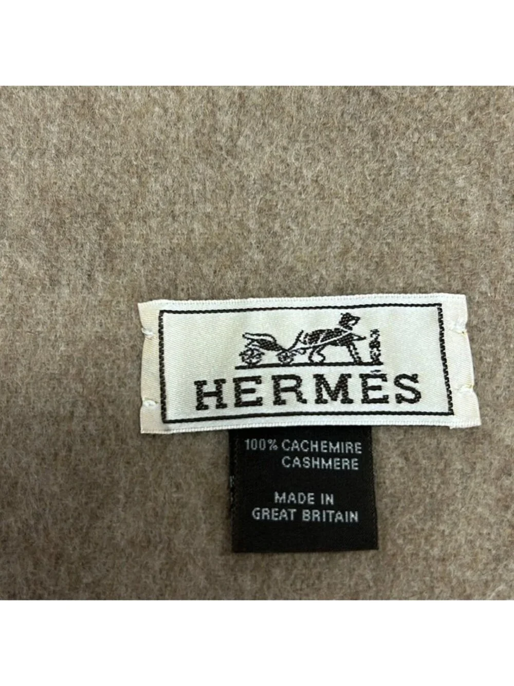 Hermes Scarf Ivory Brown Cashmere